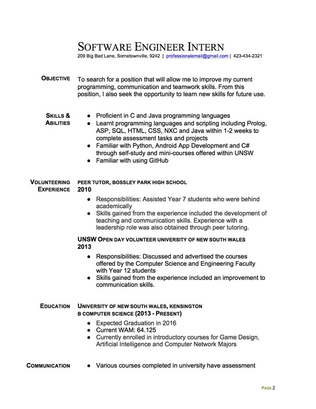 Join the RedditResume Critique Project! Software Engineer Intern Resume